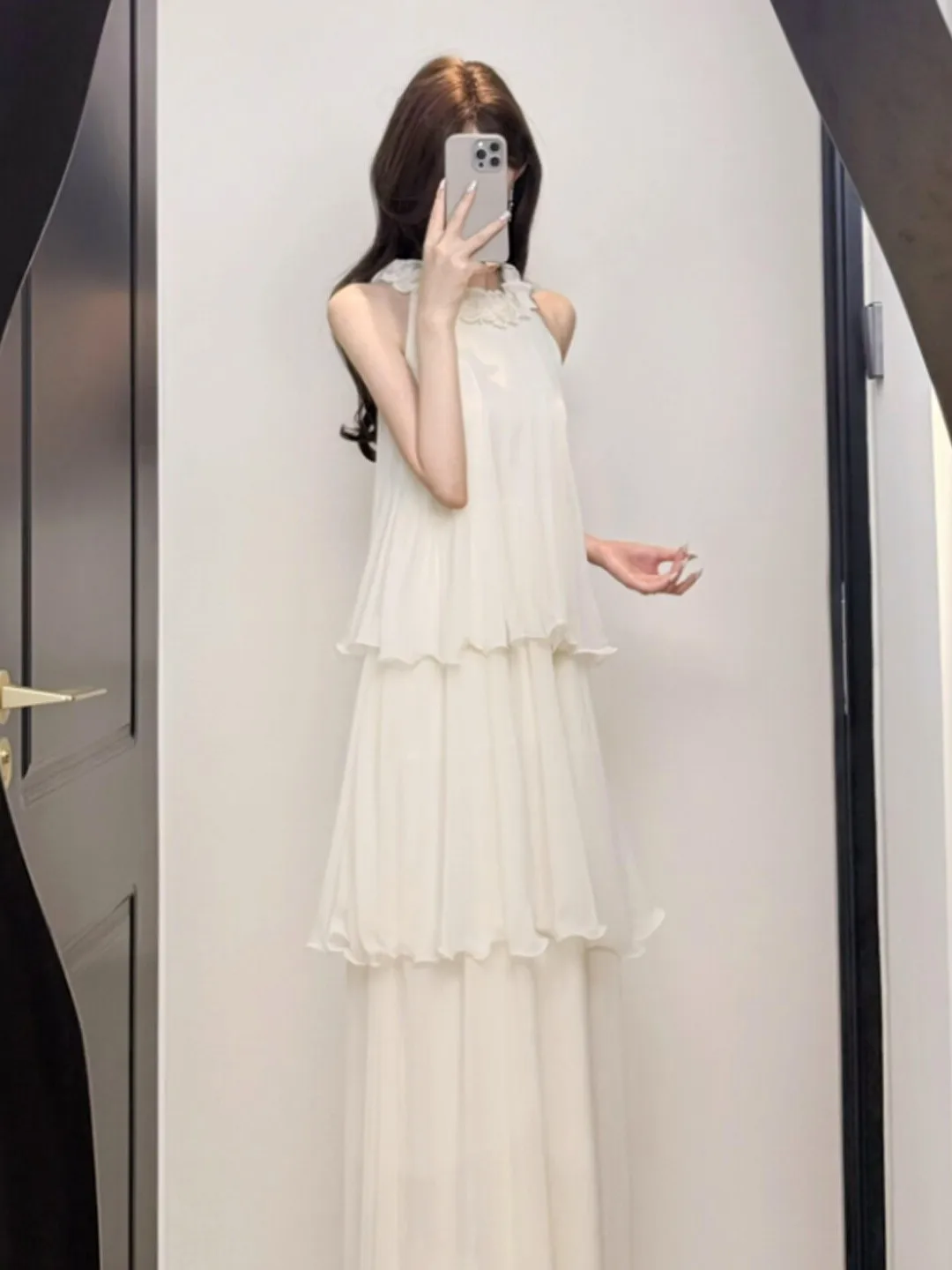 

Gentle Wind Beautiful Fairy Cake Strap Long Dress Summer New Style Dress Women's Clothing Cotton Soft Index Moderately Elastic
