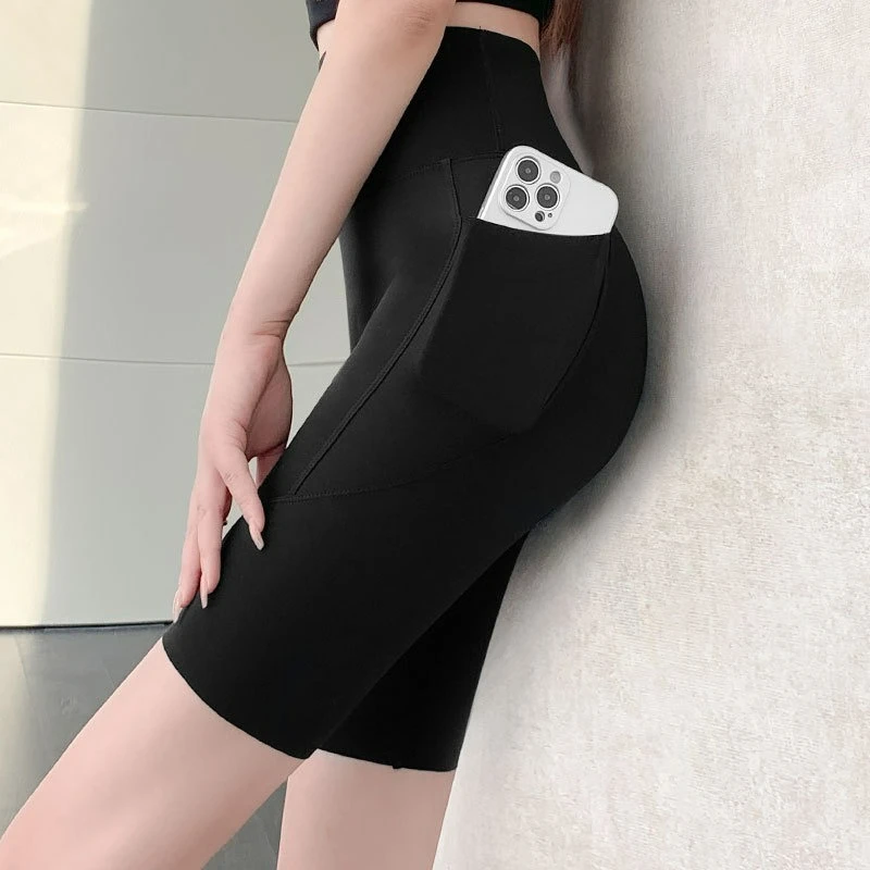 女性用シャークショーツ ポケットシャークパンツ ヨガ フィットネス 薄いスタイル スポーツ バービーレギンス ストレッチ スリム カジュアルショーツ