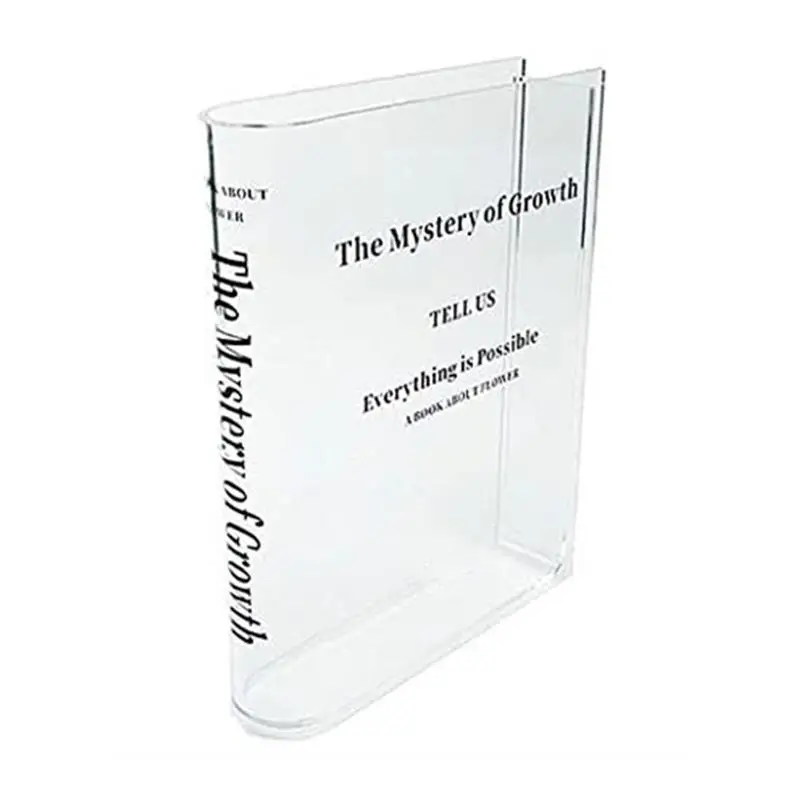 Clear Acrylic Vase Clear Book Shaped Vase Cultural Flavor Decorative Acrylic Vase For Unique Home Bedroom Office Accent Book