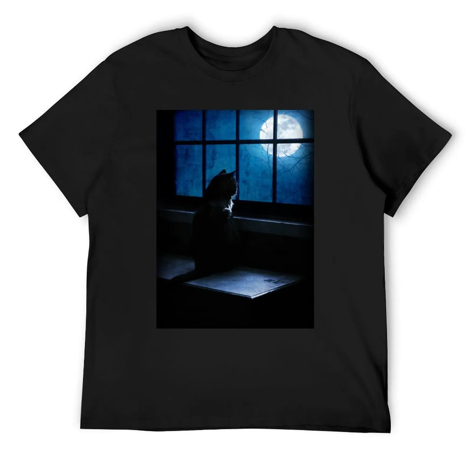 

Black Cat Moon T-Shirt valentines clothes cotton man t-shirts oversized t shirt anime figures mens graphic t-shirts pack