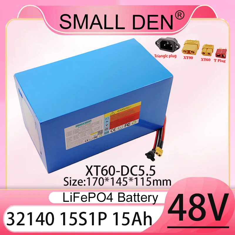 

32140 New Lithium Iron Phosphate Battery 48V 15Ah 15S1P 5C High Power 2500W BMS Suitable for Motorcycle, Tricycle, Scooter