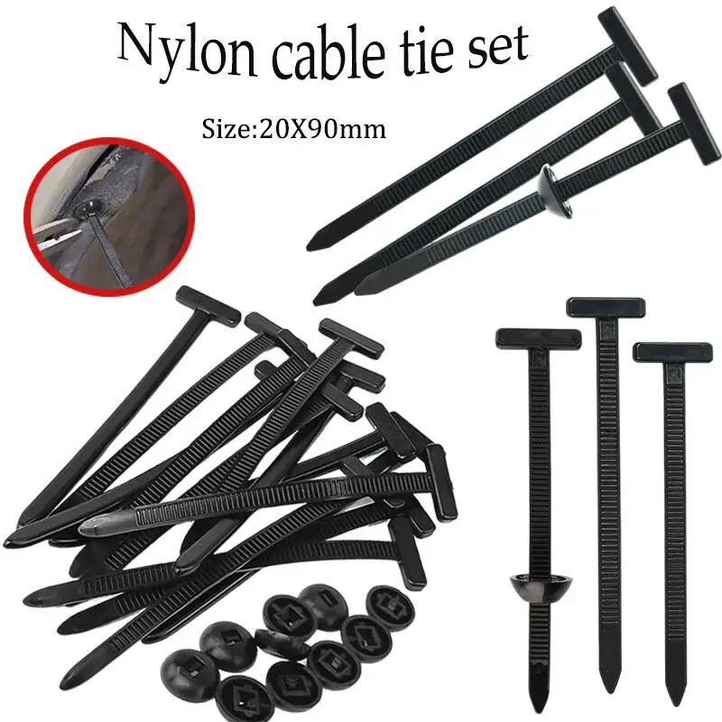 Universal Car Nylon Cable Tie Buckles Heavy Duty Self-Locking Zip Ties Holder with Pin Button Fasteners Car UV Resistant Ties