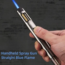 HONEST Metal Extended Visible Gas Box Windproof Cigar Lighter Butane Gas Straight Jet Blue Flame Inflatable Lighter Kitchen Gift