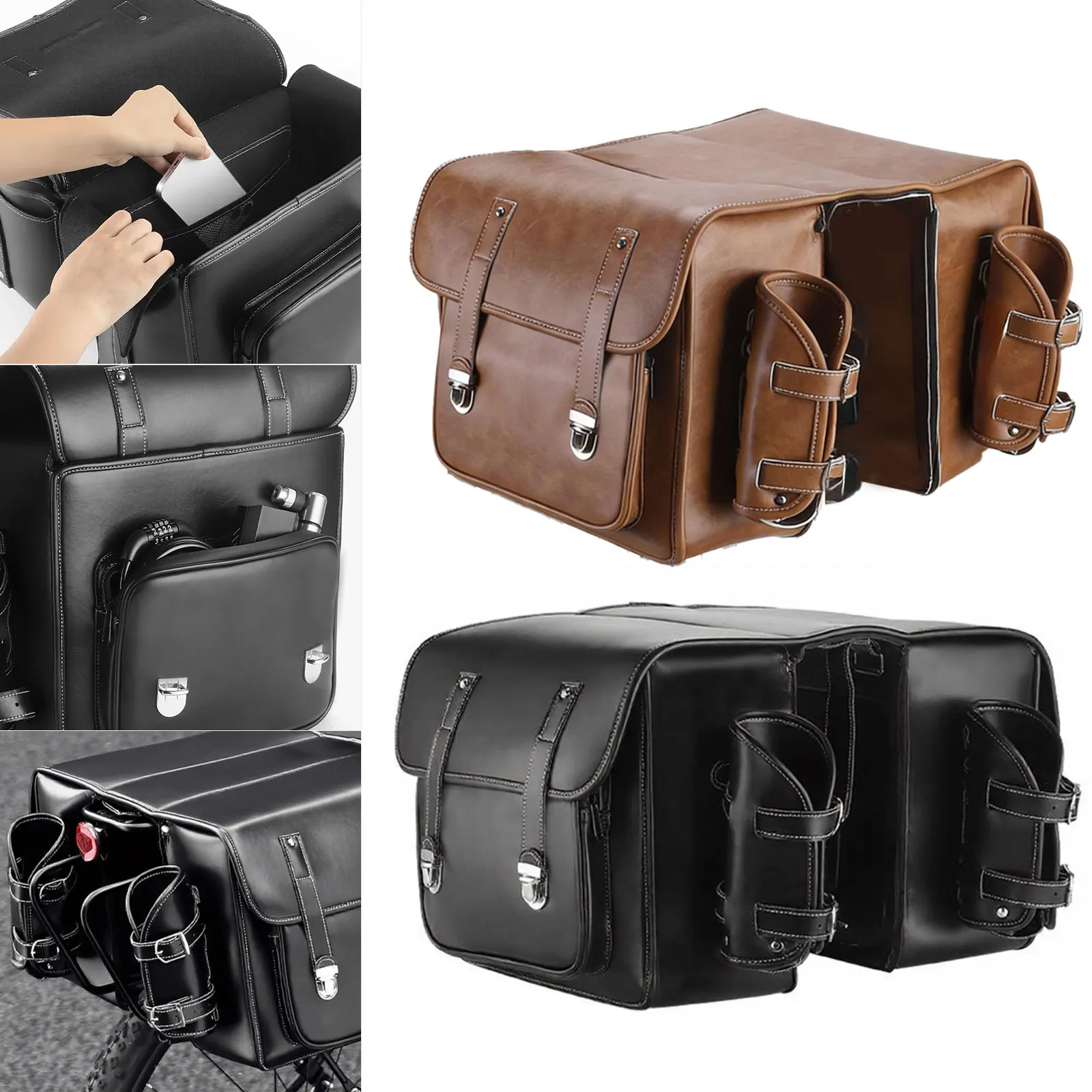 

Велосумка-баул на заднее сиденье, 20 л, из водонепроницаемой кожи и EVA, черная/коричневая, 31x25x45 см, аксессуары