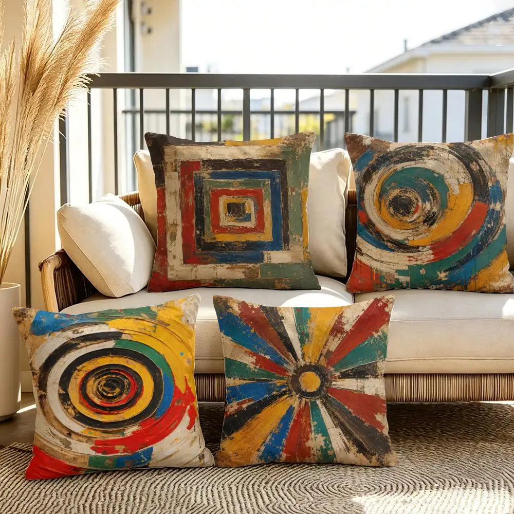 Retro Abstract Swirls Cushion Cover Soft Plush Throw Pillow Cover Double-Sided Decorative Cushion Case Sofa Bedroom Home Decor