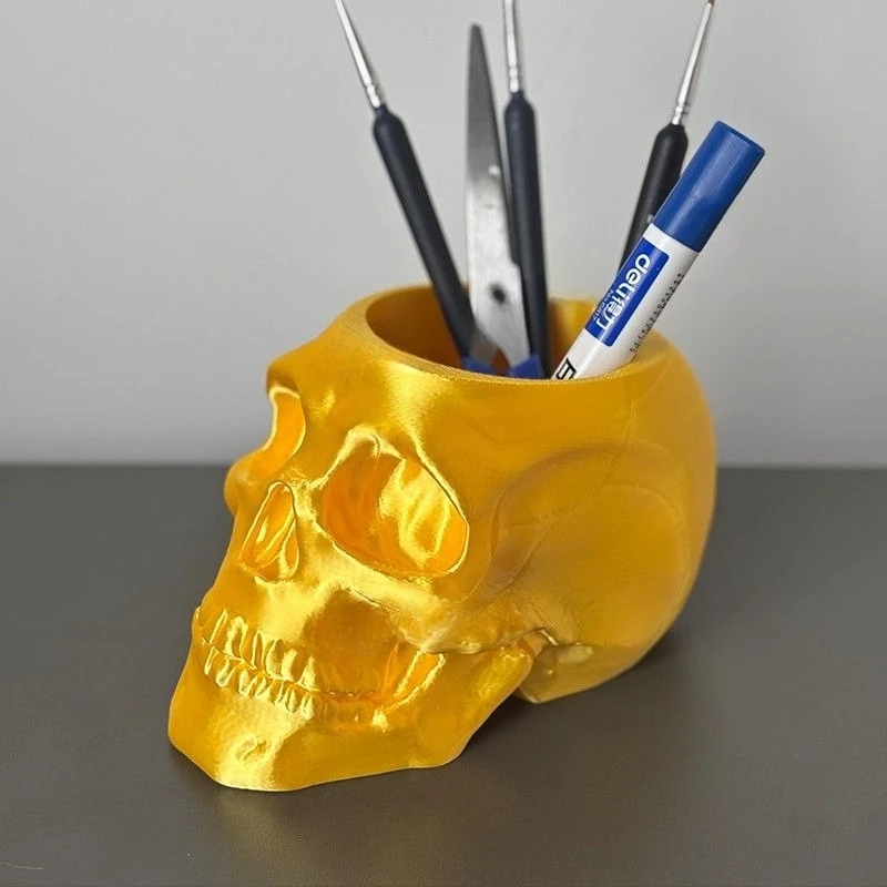 الجمجمة نموذج حامل قلم ثلاثية الأبعاد الطباعة منظم سطح المكتب مستشفى المنزل مكتب ديكور طالب مقلمة هالوين الديكور #4