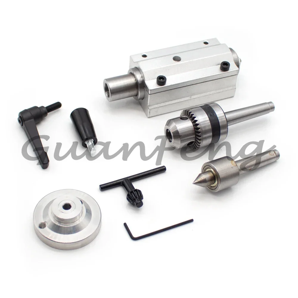 Mini Woodworking Lathe Drilling Tailstock Live Center Set  Retractable Tail Seat Rotary Movable With B12 Chuck Live Top