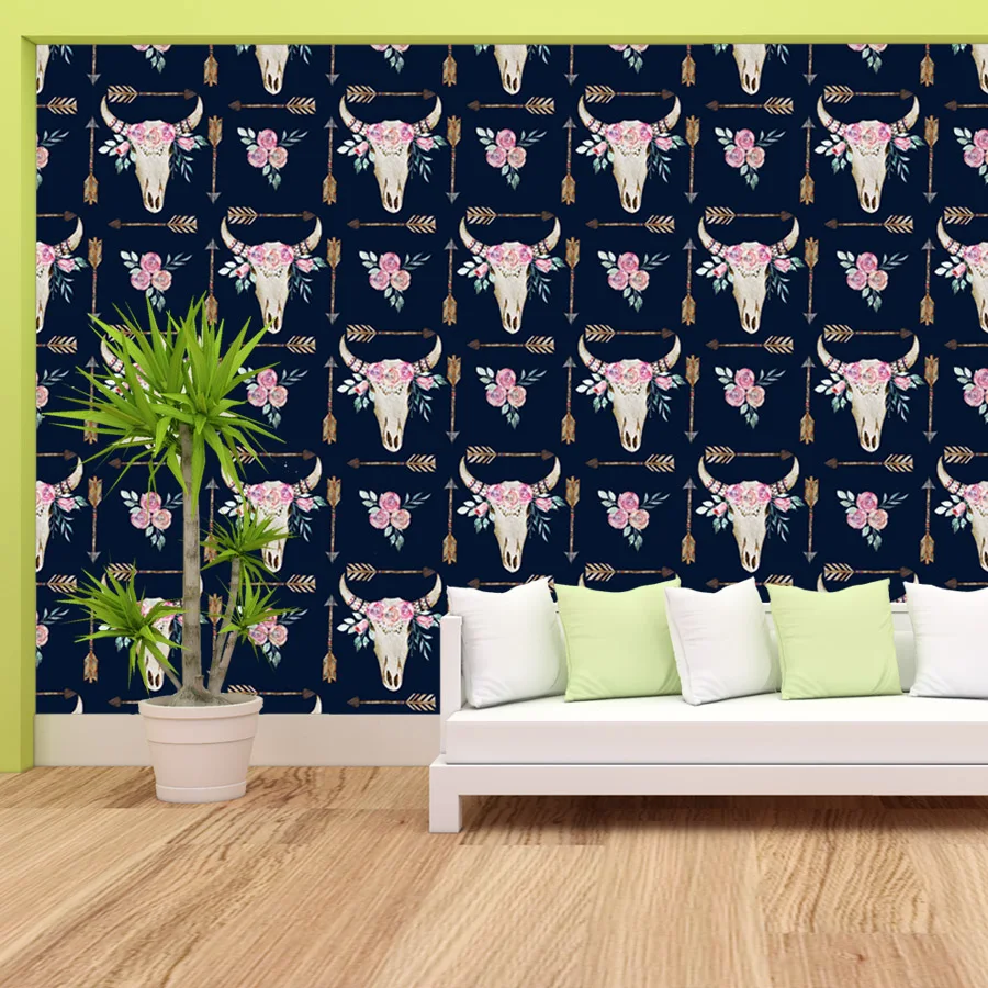 

Съемные самоклеящиеся обои с 4+ изображениями оленьих черепов для декора гостиной, настенный декор, украшение для дома, ремонт, настенная роспись