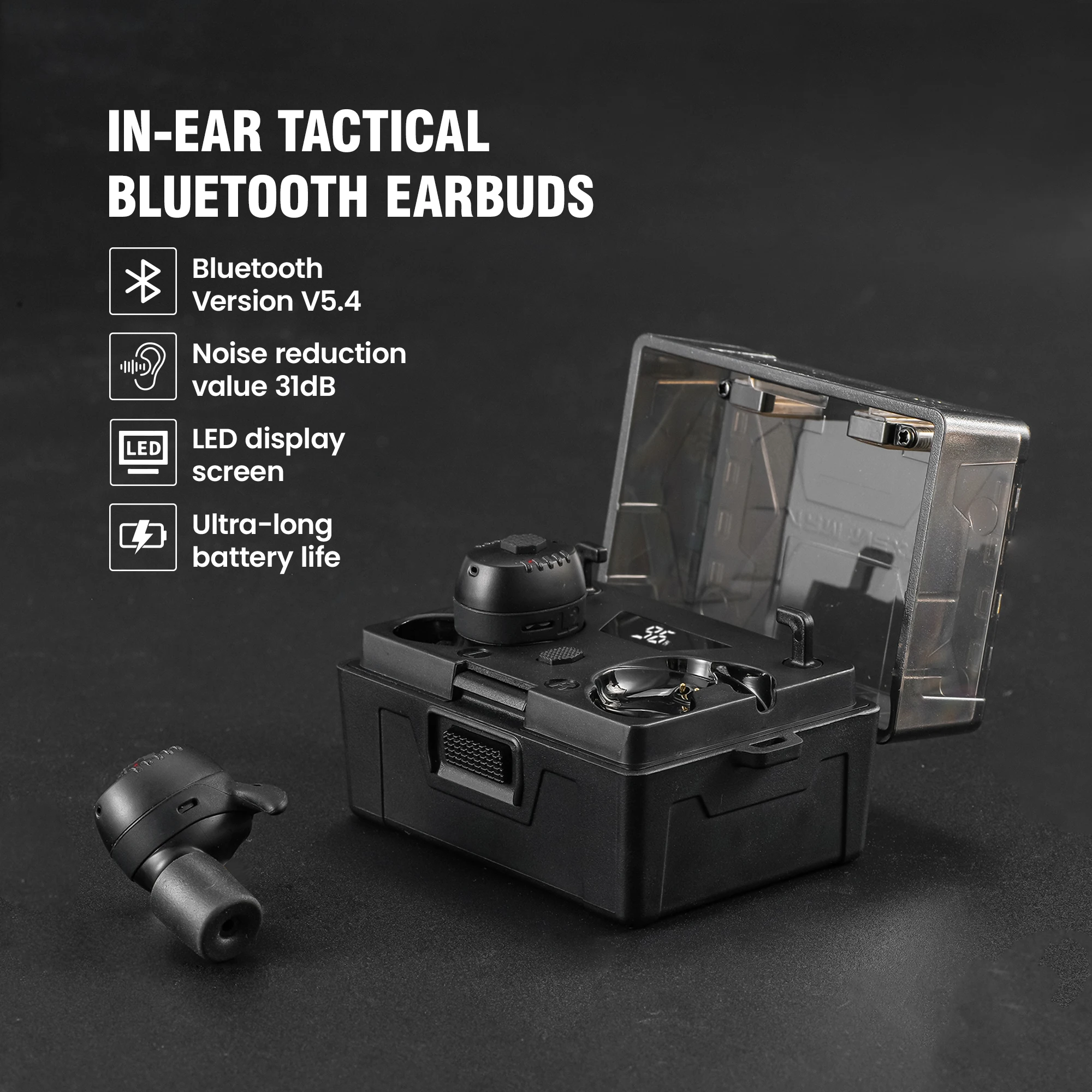 Electronic Shooting NRR27dB Bluetooth5.3 Noise Reduction Earplugs Sound Amplification Noise Cancelling Hearing Protection Earbud