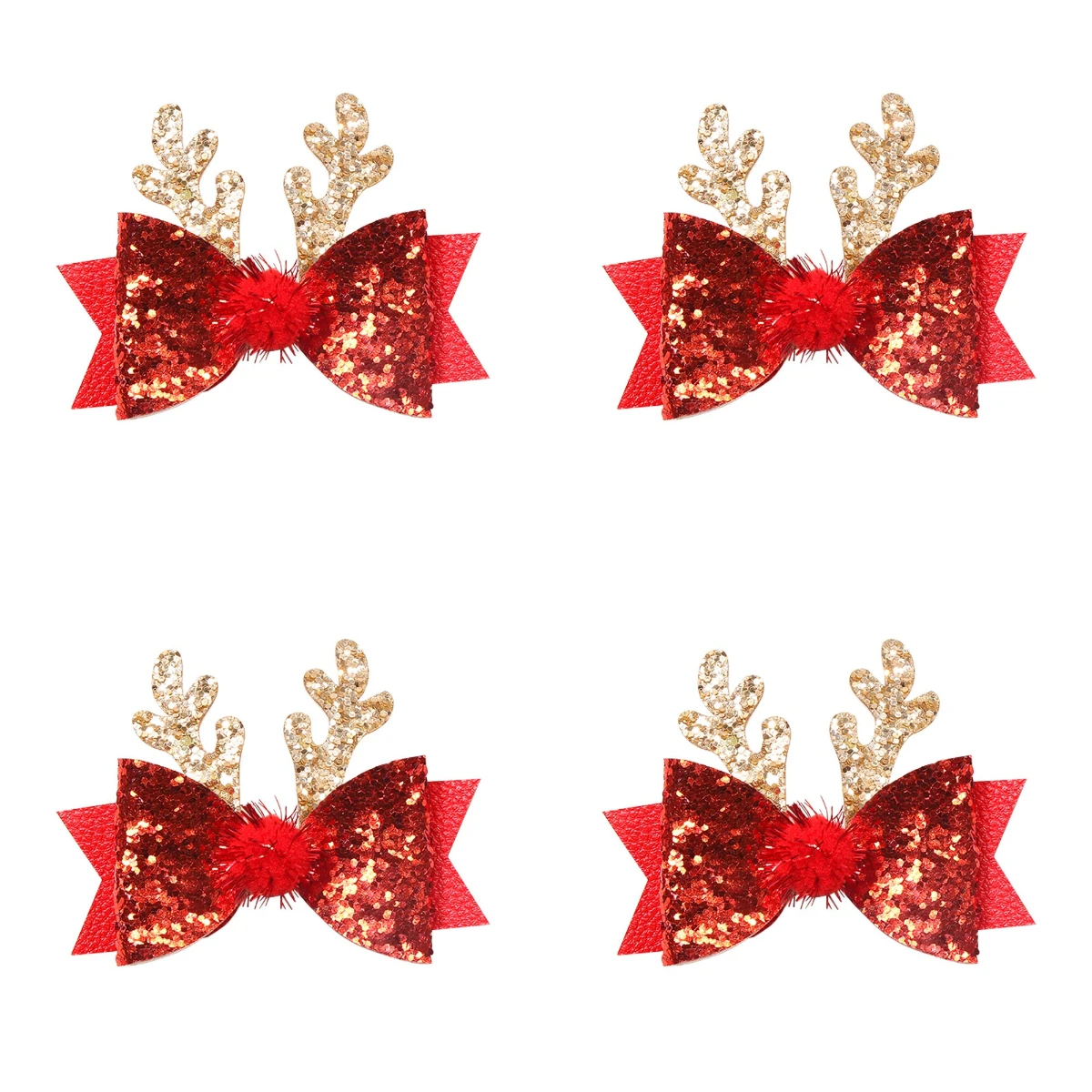 

Four Piece Set of Children's Christmas Corner Hair Clips Cute Glitter Bow Perfect Gift Hairpin Headware Kids Hair Accessories