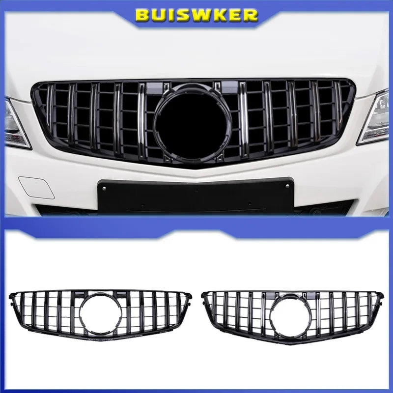 1 Piece Front Bumper Grille Hood Grill For Mercedes Benz C W204 2007-2014 AMG GT Diamond Silver Grille