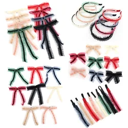 A17 Fashion New ruffle velvet Hair Accessories Hairband bow scruchy large clips girls Headband With Tie hairband