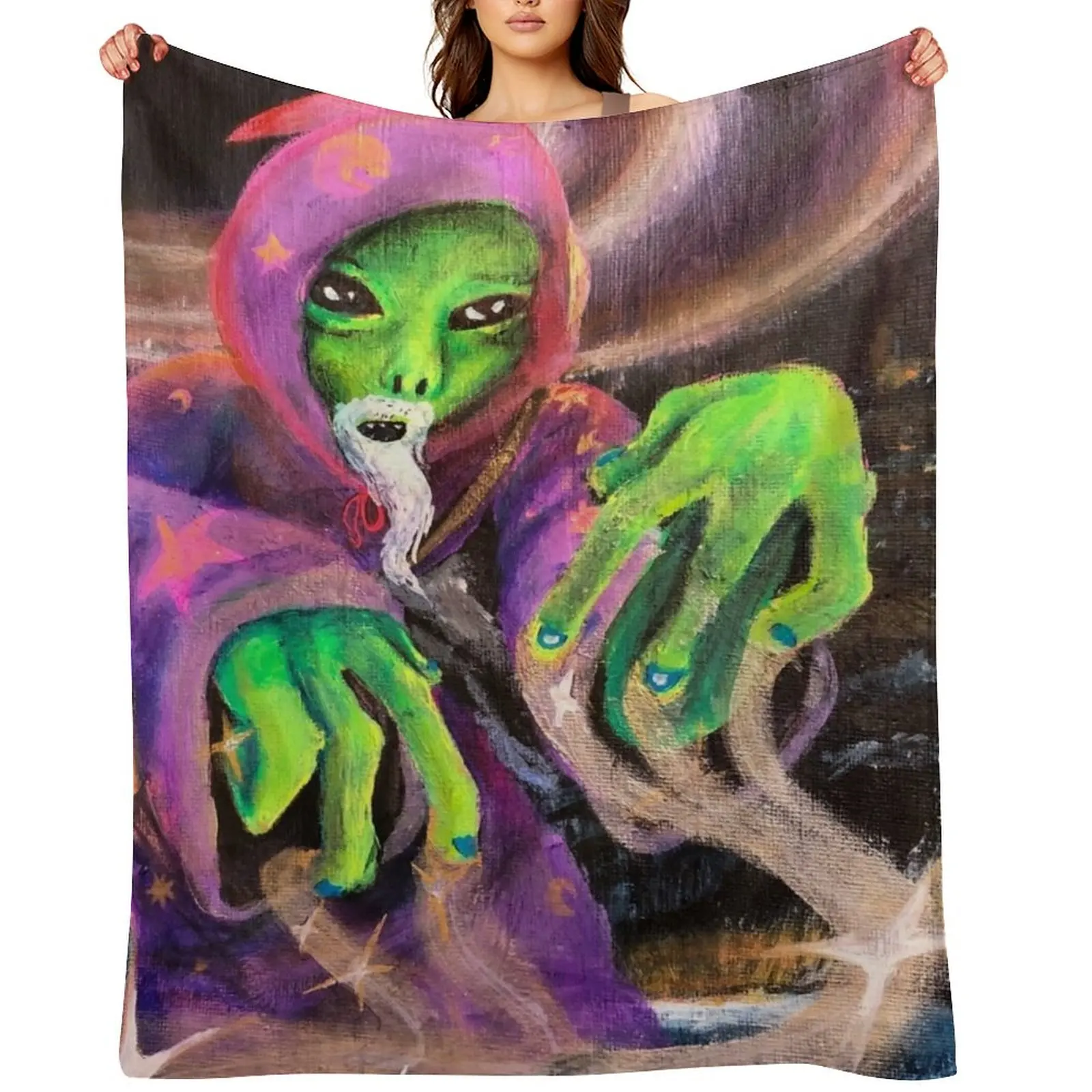

Funky Little Wizard Martian Throw Blanket Blankets For Sofas manga Retros for babies Blankets