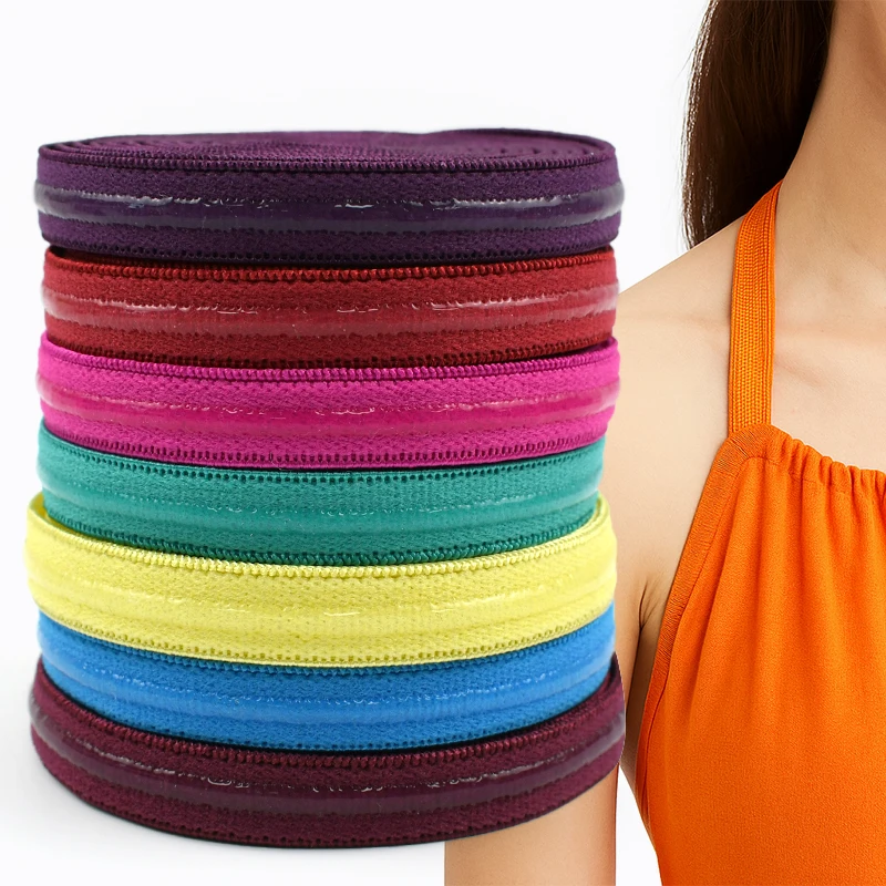 

5/10 м 10 мм Нескользящая эластичная силиконовая лента для бюстгальтера на плечах, цветное нижнее белье, эластичный ремень, резиновая лента для одежды, аксессуары «сделай сам»