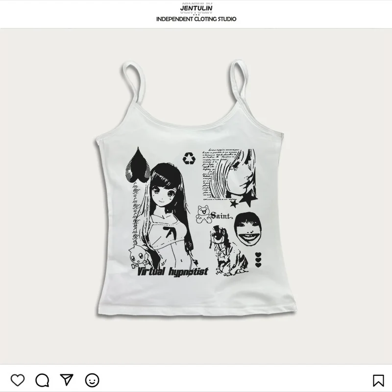 Y2k Tops Emo Crop Top Kleidung Punk Anime Grafiken Tanks & Camis Sommer Grunge Vintage Gothic Kleidung Frauen Korsett Streetwear