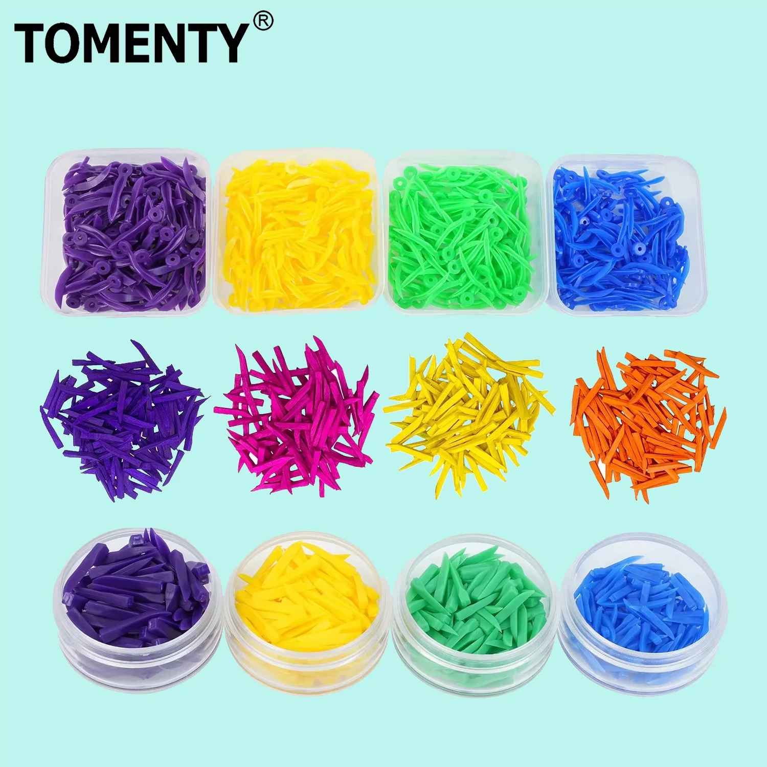 

TOMENTY 4 Colors 100pcs/Box Disposable Dental Wedges Wood Implante Size Dental Teeth Wedges Plastic With/Without End Circular