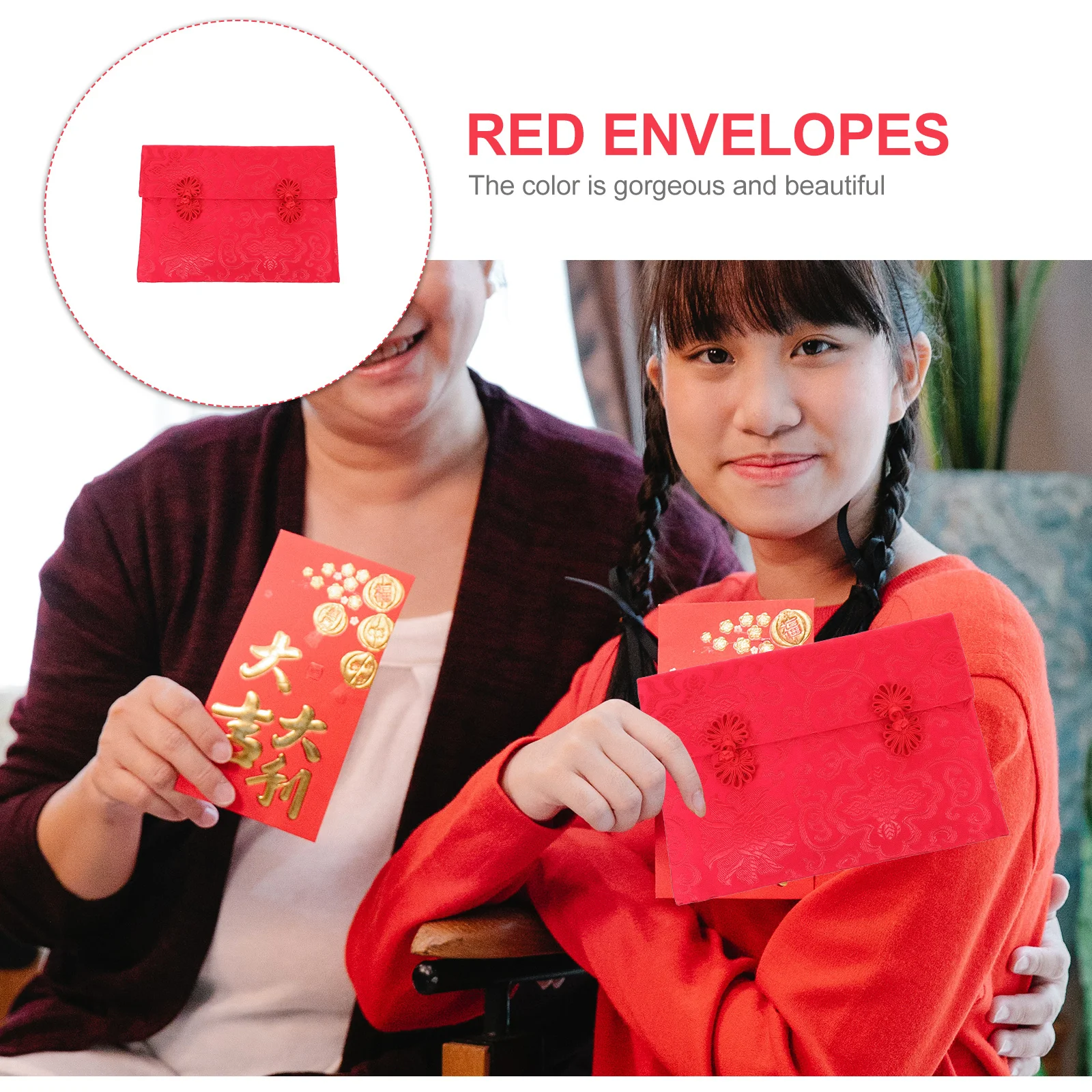 

1pc Cloth Envelope Fabric Chinese New Year Red Packet Creative Traditional Design For Lunar Festival Luck Money