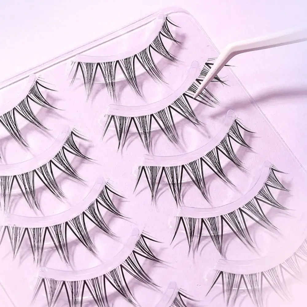 5 pares portátil fino tira completa cílios fishtail diy estilo cômico enxertia cílios olho de gato maquiagem cílios extensão diariamente