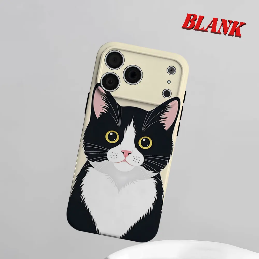 Tuxedo Cat Portrait Phone Case for iPhone 18 17 16 15 14 13 12 11 Air Pro Max Plus Double-layer Cover