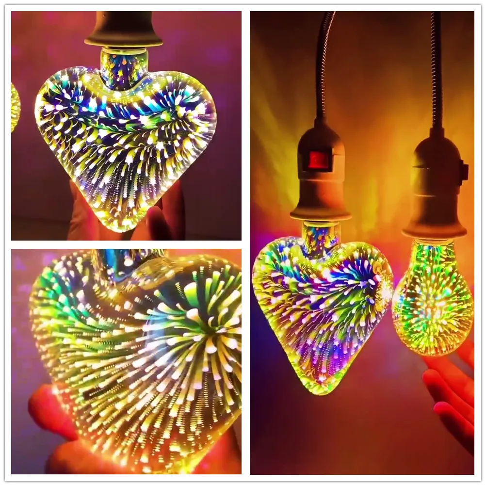 Star Fireworks Lamp 3D LED Bulb Decoration E27 6W 85-265V Vintage Edison Light Bulb Holiday Night Light Novelty Christmas Tree