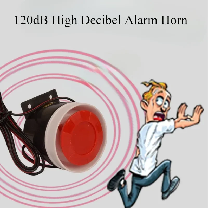 120dB Buzzer Alarm Horn Anti-theft Alarm Wired 12V High Decibel Police Siren Air Raid Siren with Audio Jack 72cm Cable