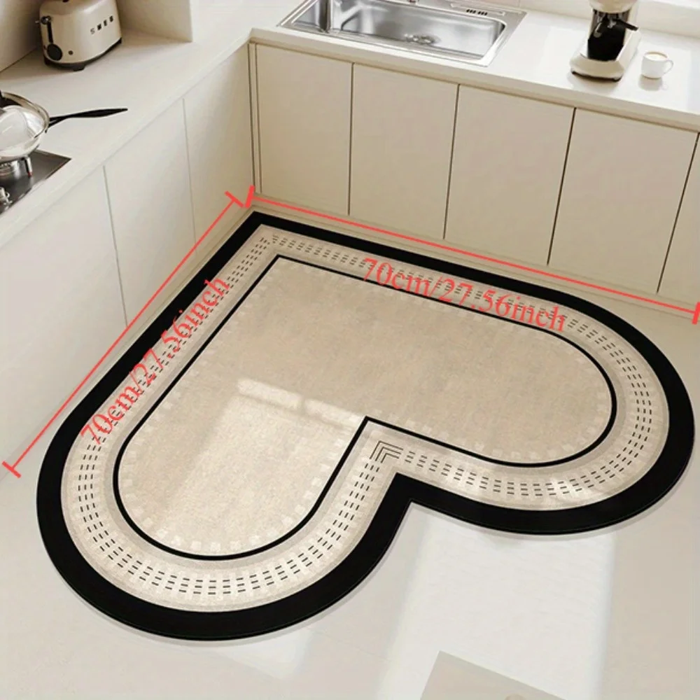 Heart-Shaped Diatom Mud Anti-Slip Floor Mat - Self-Cleaning, Perfect For Kitchen & Bathroom Decor