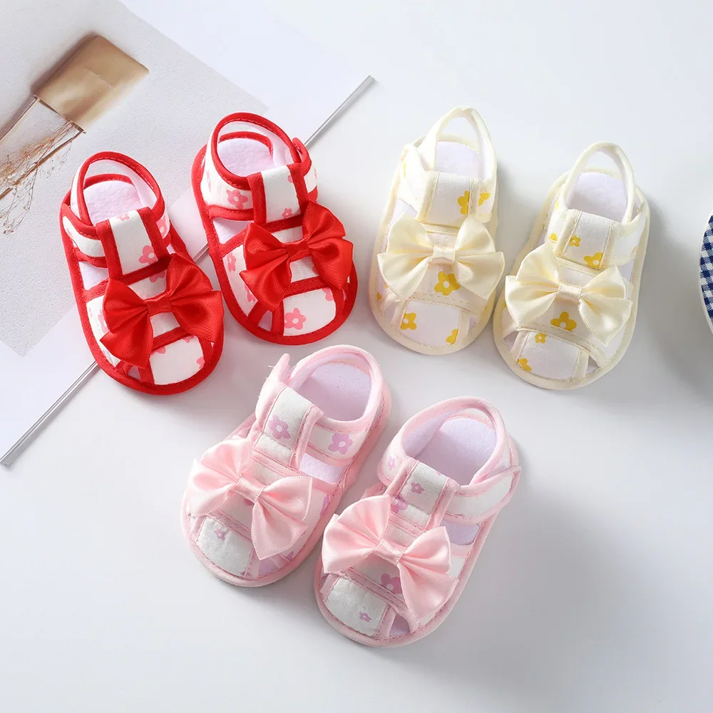 

Baby Girls Sandals Soft Toddler Summer Infant Toddler First Walkers Shoes Bow Casual Princess Shoes Sandals Flat Walkers Shoes