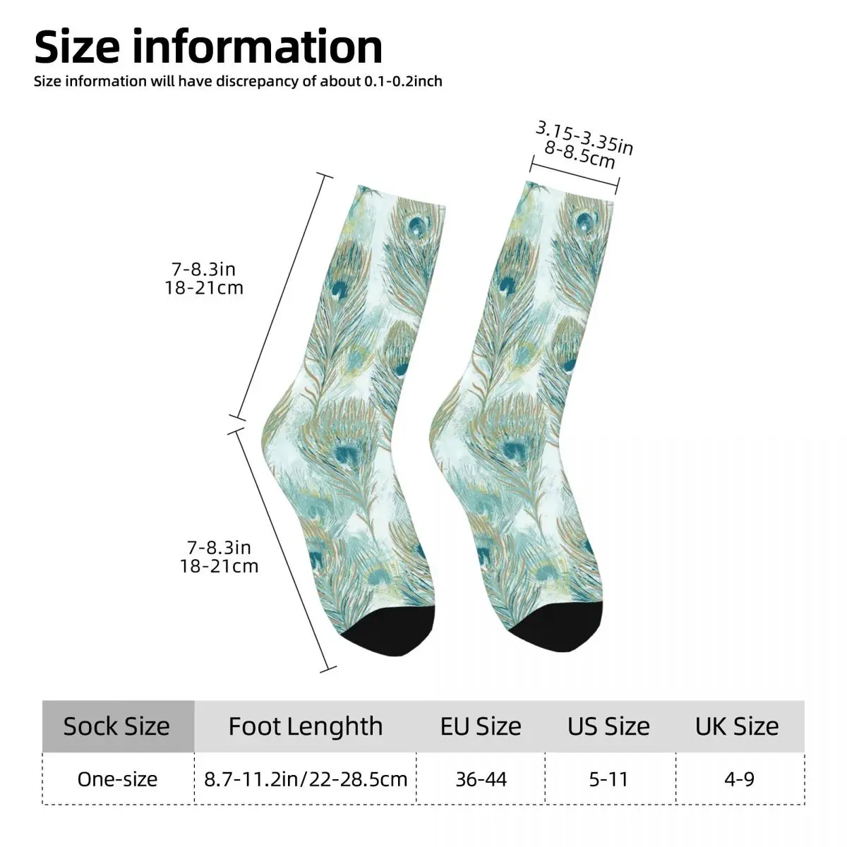 All Seasons Crew Stockings Vintage Peacock Feather Socks Fashion Long Socks for Men Women Valentine's Day Gifts