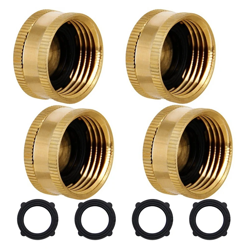 

AA21-3/4Inch Brass Garden Hose Cap With Washers, 4 Pack