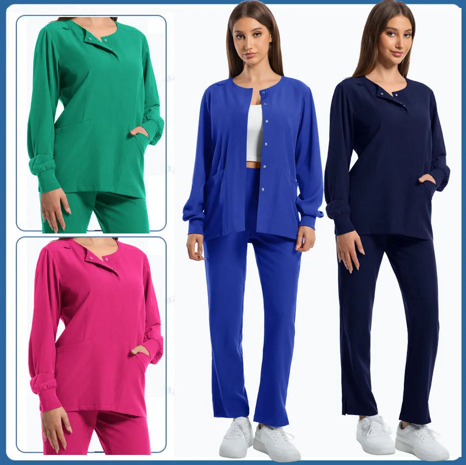 

Nurses Medical Scrub Jacket Wholesale High-quality Nursing Wear Medical Scrubs Spa Uniform Unisex Doctor Nurse Work Clothes Coat