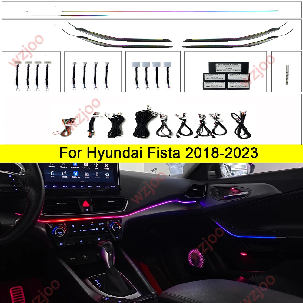 LED Ambient Light For Hyundai Fista 18-23 Dynamics Magic Color Ambient Lamp Logistics button+APP control with luminous horn ring