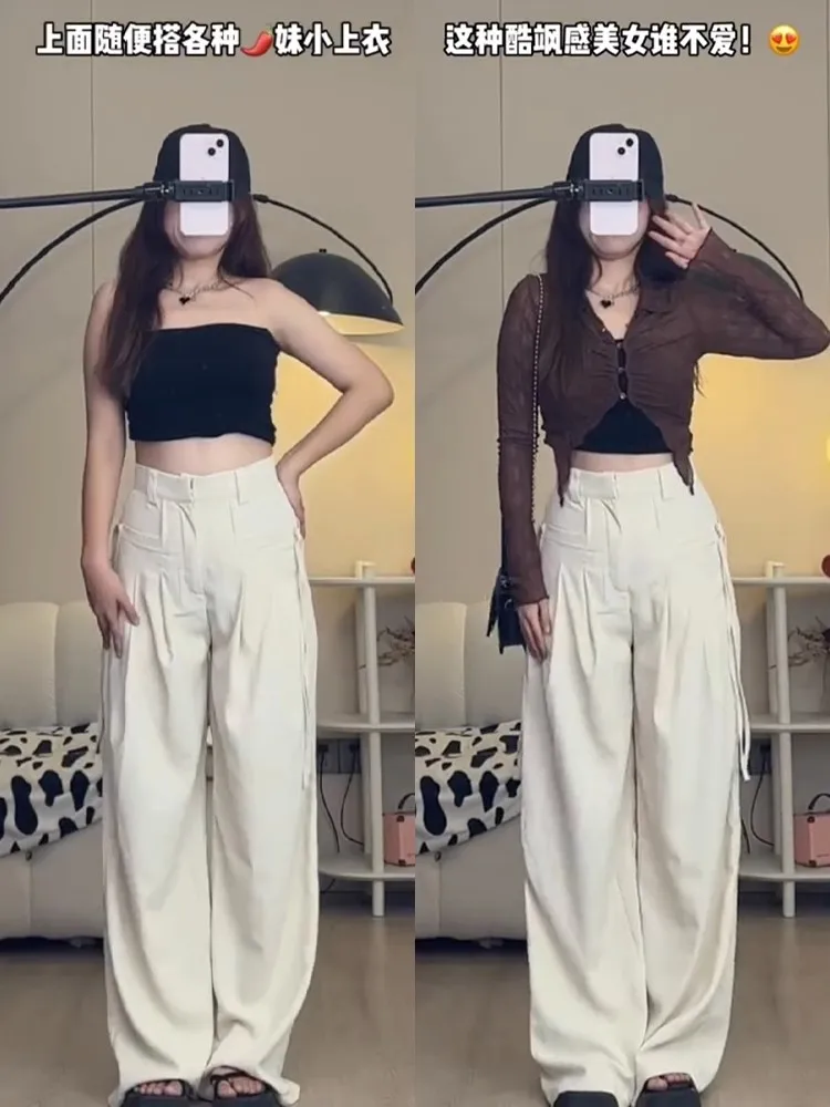 بنطال ذو قصة أرجل واسعة للمرأة الصيف المرأة الشتاء أفخم المخملية الحضرية المهنية بطانة الصوف مبطن استرخاء المرقعة سروال قصير Ins #6