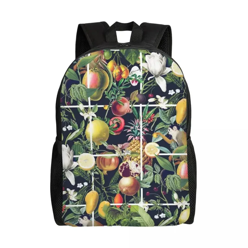 Mochila con estampado 3D mediterráneo para niñas y niños, morral de verano con diseño de fruta, limones, azulejos, bolsas de viaje para Colegio y ordenador portátil de 15 pulgadas