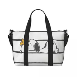 Custom S-Snoopys & Woodstock Smile Giggle Laugh Tote Bag Women Big Capacity Cartoon Comic Dog Gym Beach Travel Bags