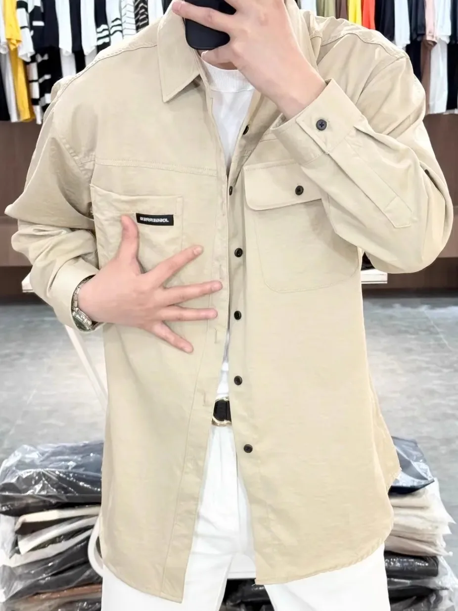 

Весенняя новинка: Мужская повседневная куртка свободного кроя с воротником, однотонная, универсальная верхняя одежда для молодежи