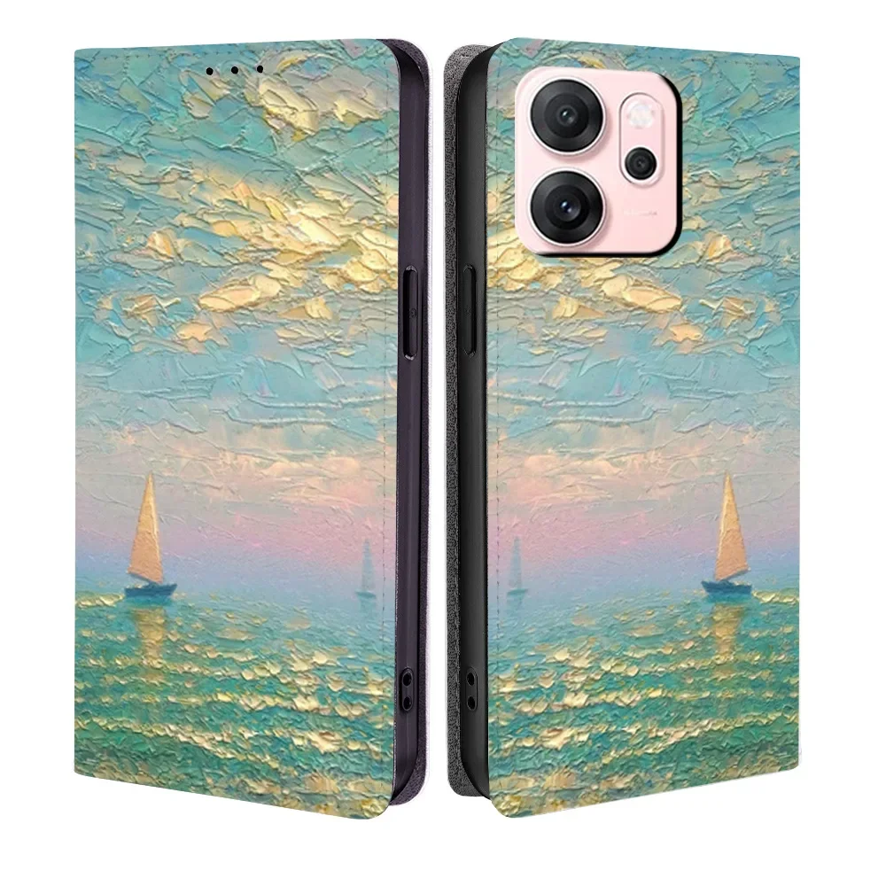 

Colorful Pattern Magnetic Flip Phone Cover for Redmi K90 K80 K70 K60 K50 K40 K30 K20 Turbo4 3 with Built-in Wallet Card Case