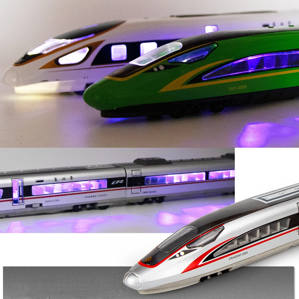 1:87 Fuxing and Harmony High-speed Railway Train Simulation Sound Light Car Model Ornament Education Realistic Train Toys