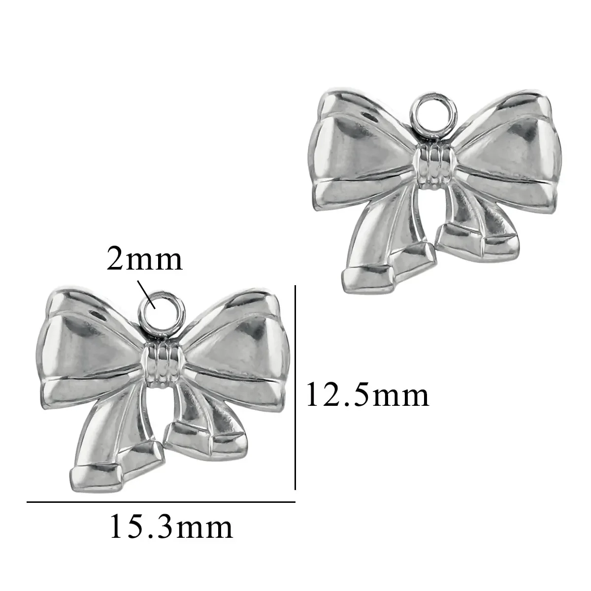 5pcs Stainless Steel Bow Waterproof Gold Charm