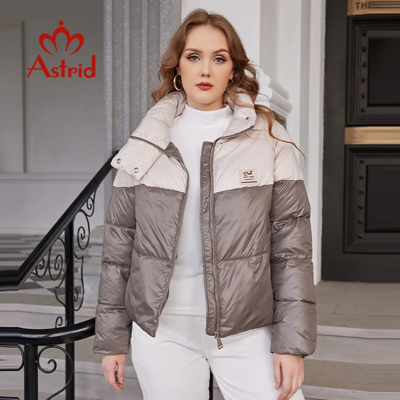 Astrid 2022 Winter Women\'s Coat Women Parka Fashion Warm Jacket Casual Contrast Color Stitching Loose female clothing Design