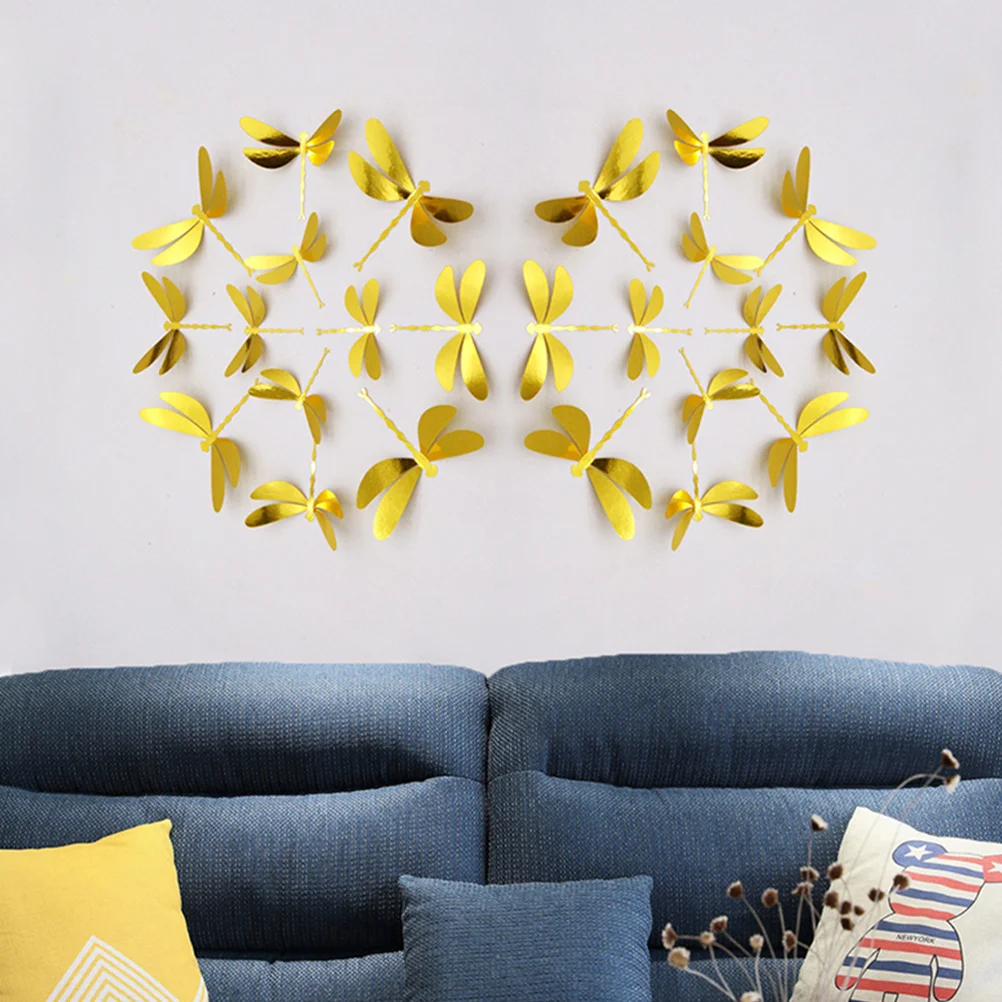 

36Pcs Metal Texture Dragonfly Wall Decor Exquisite Lifelike Art Crafts for Home Bar Restaurant Dragonfly Wall Decor