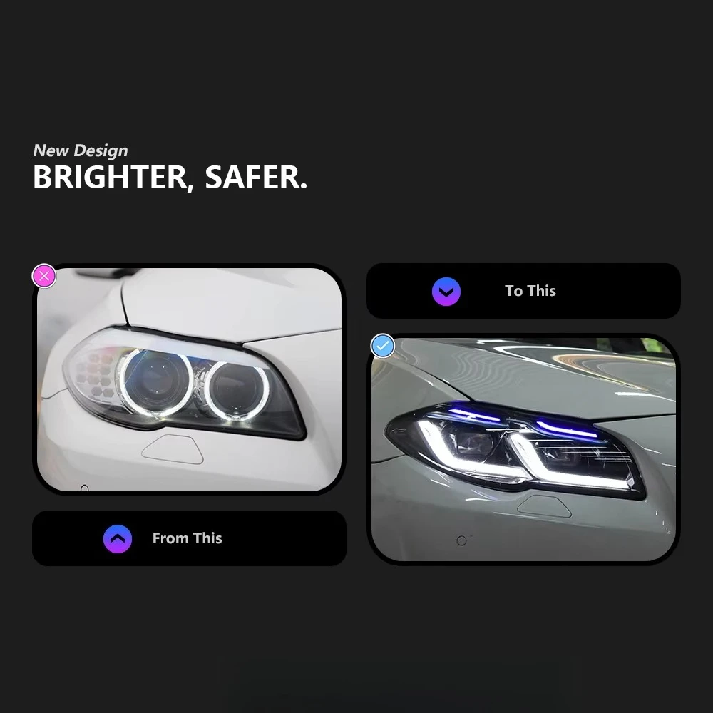 AKD سيارة التصميم رئيس مصباح ل 5 سلسلة F10 Led العلوي العارض عدسة 2010-2016 DRL إشارة اكسسوارات السيارات #2