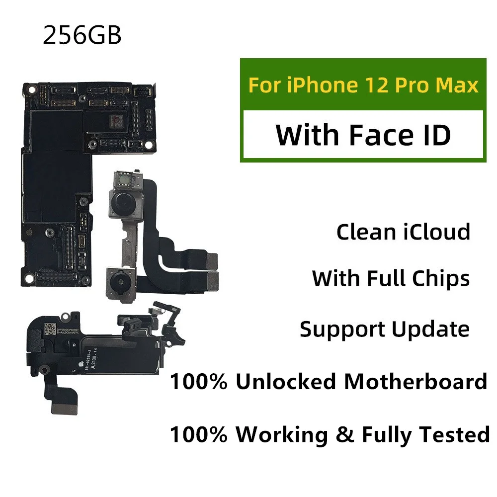 Fully Working For iPhone 12 promax motherboard with face ID clean iCloud For iPhone 12 Logic board unlocked mainboard Full chips