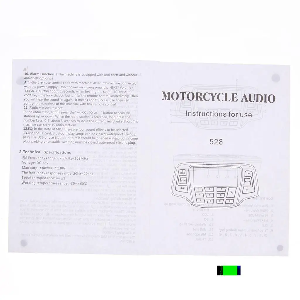 USB Motorcycle Audio Stereo Bluetooth FM Radio Speaker Waterproof Music System for Adventure