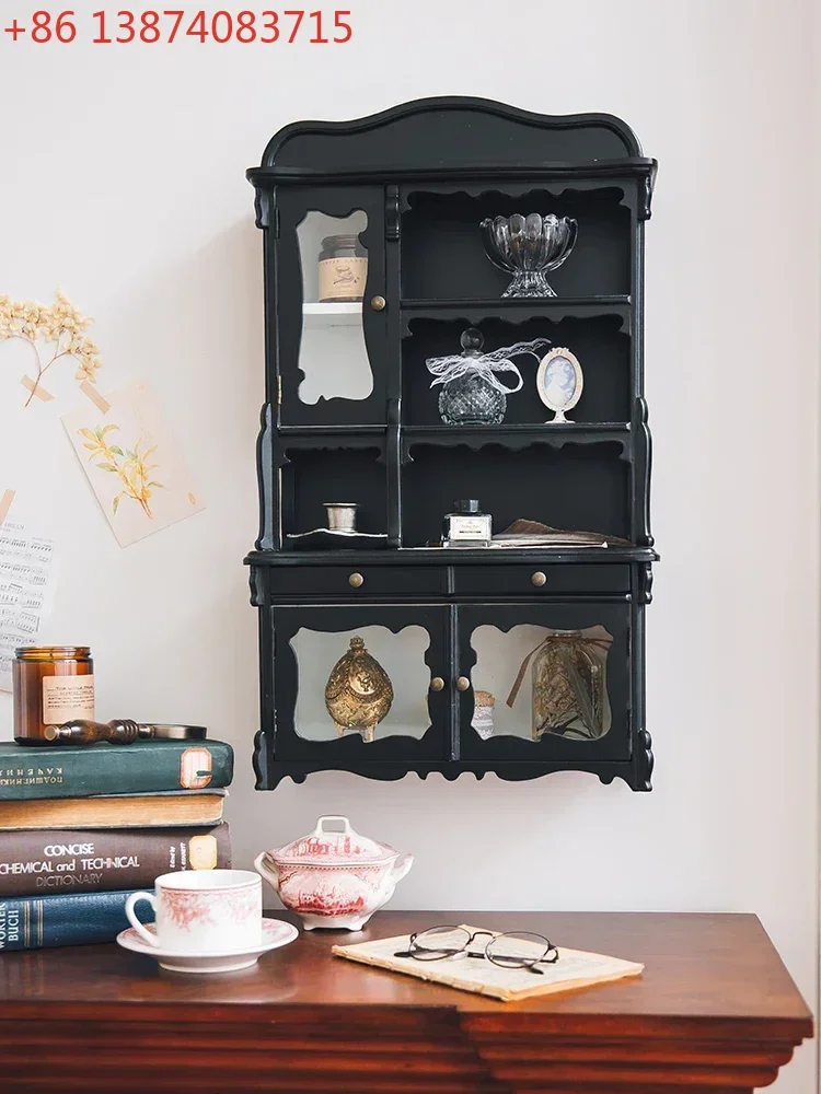 Storage Cabinet Desktop Layered Retro French Mid-Ancient Home Wall Decorative Display Cabinet