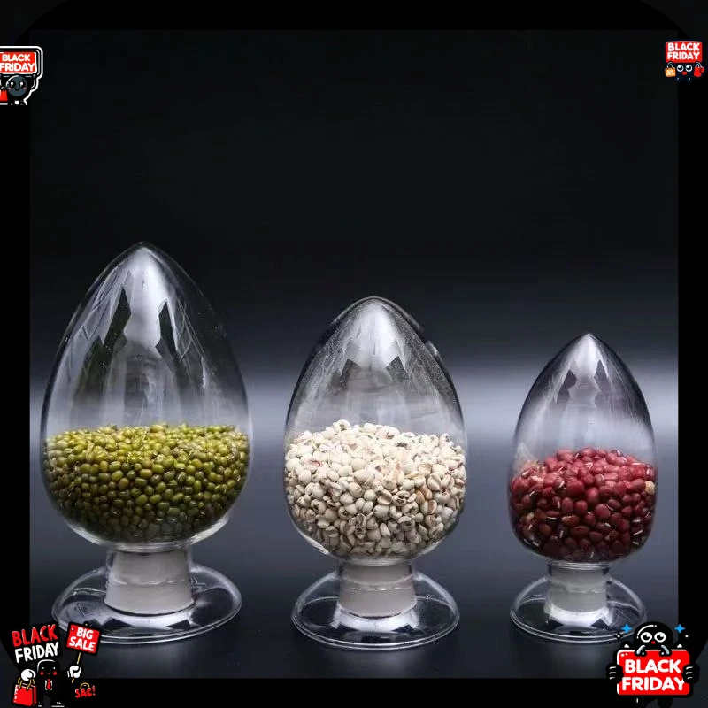 125/250/500ml Clear Glass Conical Seed Bottle, Laboratory Sample Display Vial for Crystal Powder and Plastic Particles