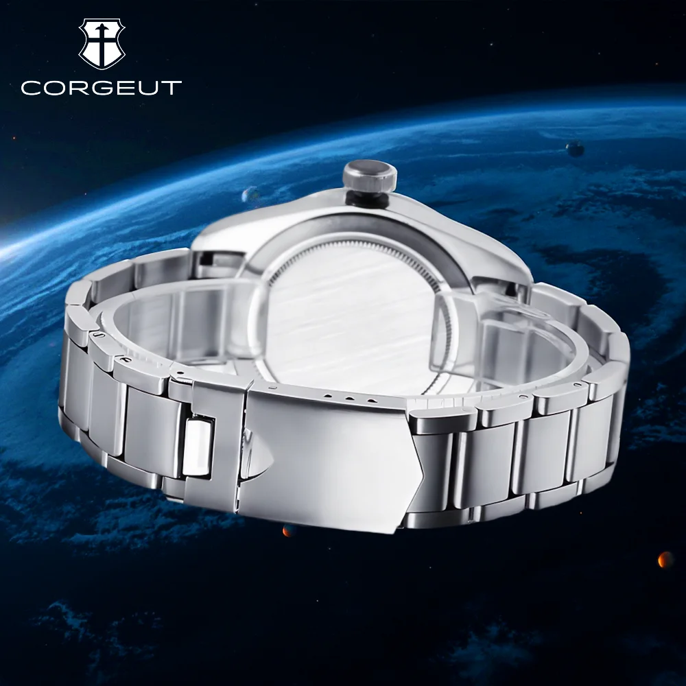 Corgeut 41mm brand Watch Automatic Mechanical for Men Fashion Business diver Waterproof 100M Swimming diving Mens Wrist Watches