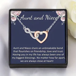 Aunt And Niece Two-color Electroplated Copper Heart Pendant Necklace - With Gift Card And Gift Box Packaging,