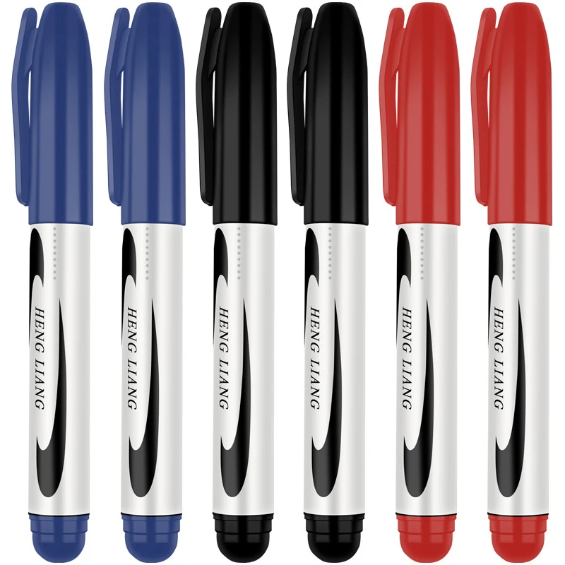 

3/6Pcs/Set 2.5mm Tip Permanent Marker Pen Black/Red/Blue Ink Art Marker Crude Nib Student School&Office Stationery KissButy