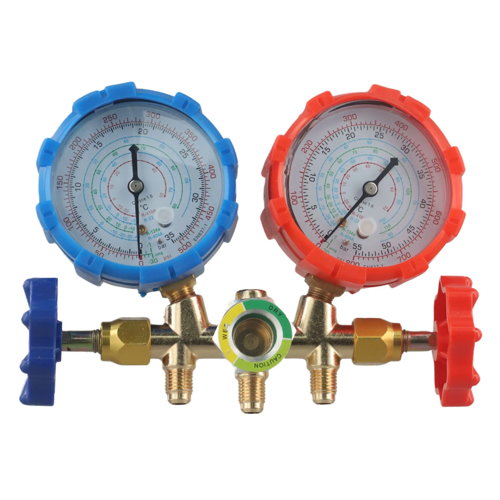 4 Way AC Gauge Set AC Manifold Gauge Set 2500PSI Burst Pressure Charging Tools Color Coded Gauges For Charging