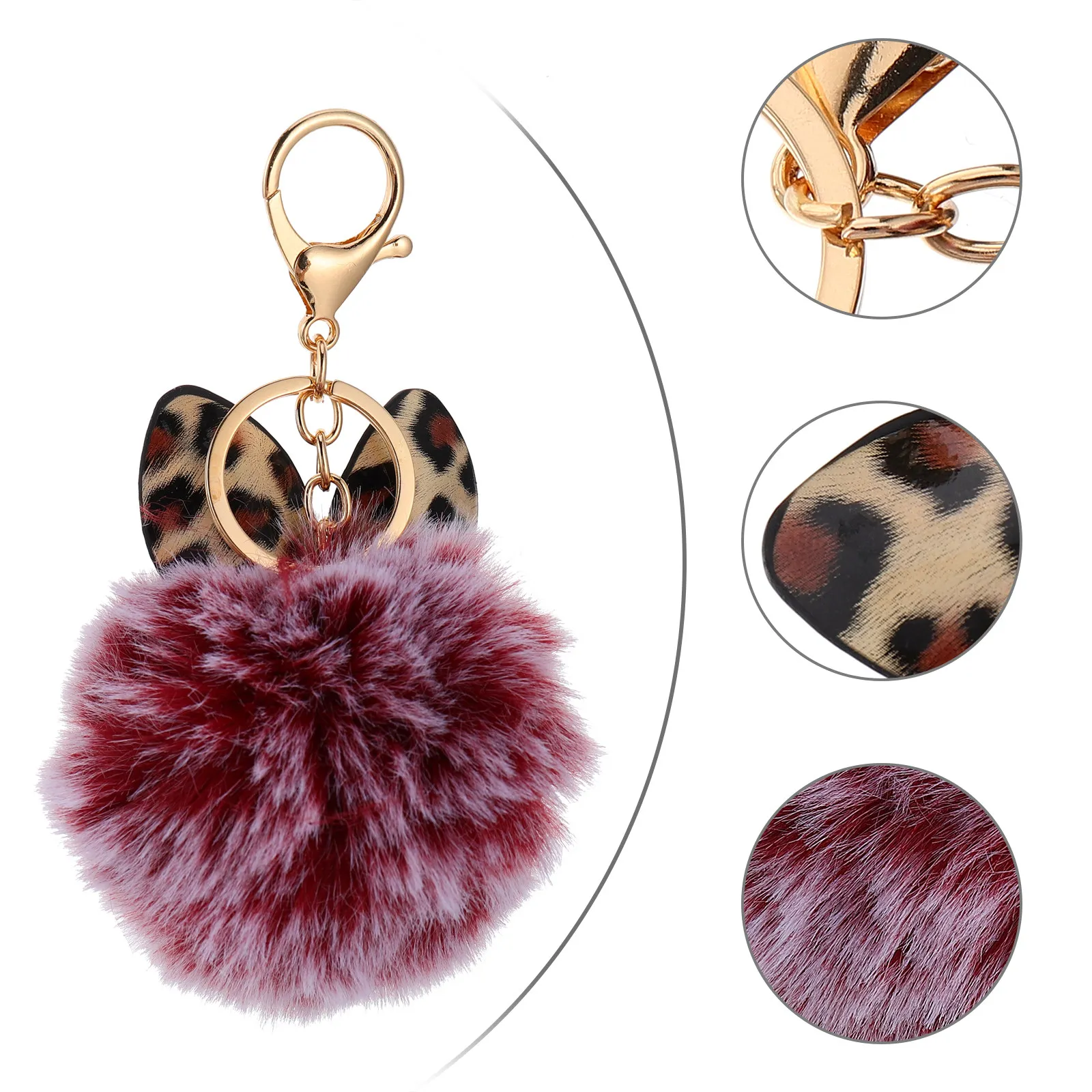 

1Pcs Adorable Furry Ball Keychain Leopard Print Bag Pendant Key Ring Holder for Women Girls Backpack Wallet Car Keys Gift